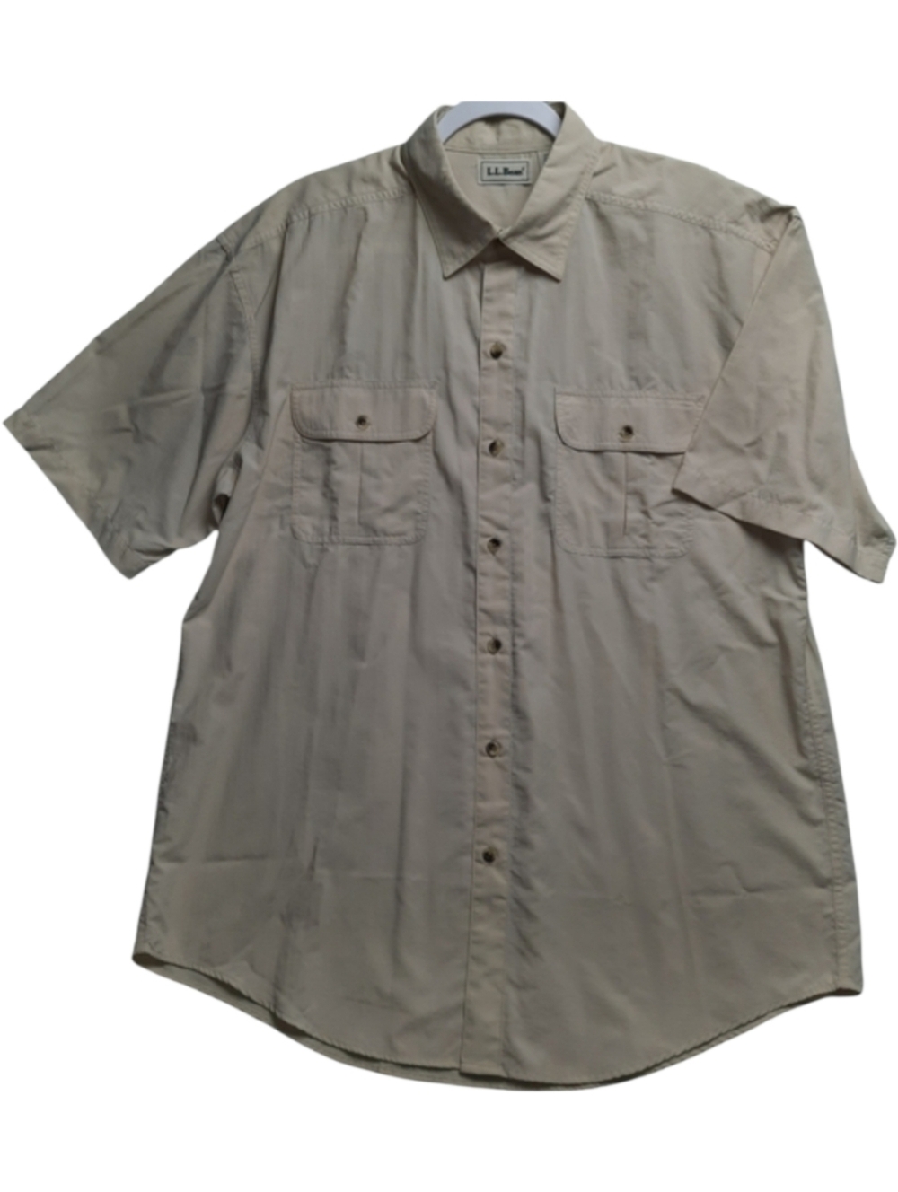 LL Bean Nylon Ripstop Short Sleeve Bush Shirt SZ  L